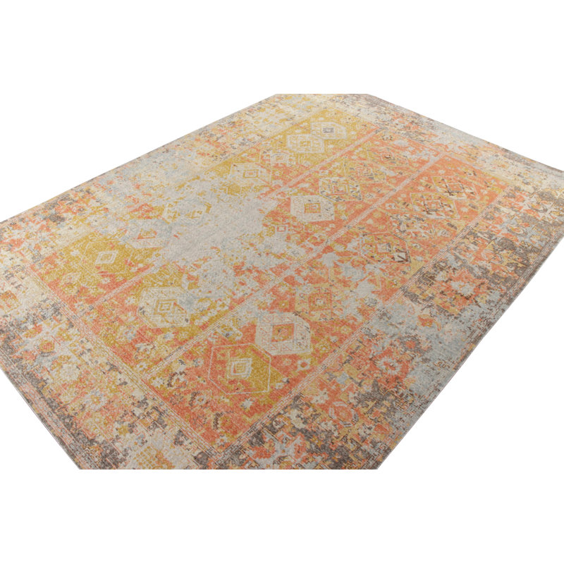 Distressed Homage Hand Knotted Wool Geometric Area Rug, Rectangle 10' x 14'