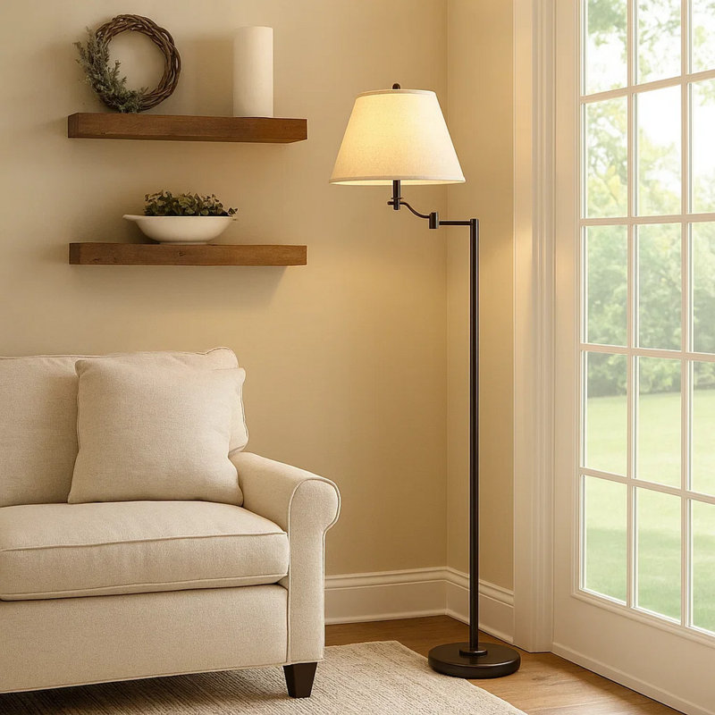 Xamora 60'' Black Swing Arm Floor Lamp