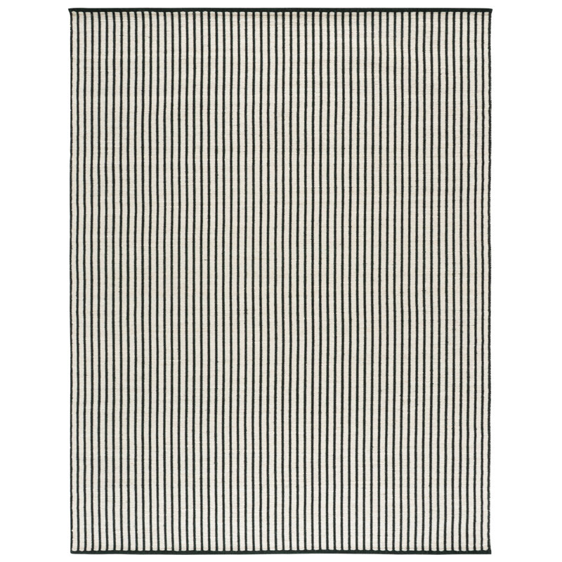 Vermont Hand Woven Wool;Cotton Striped Indoor Rug, Rectangle 8' x 10'
