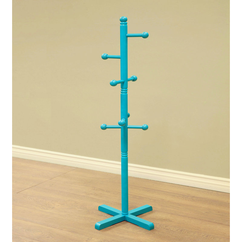 Solid Wood Freestanding Coat Rack, Blue