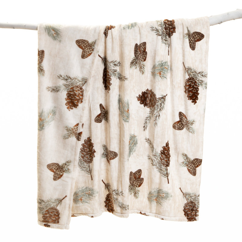 Rustic Pine Lightweight Fleece Sherpa Reversible Throw Blanket