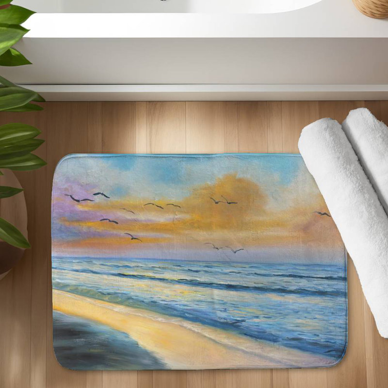 Breathtaking tropical sunset Bath Mat with Non-Slip Backing - Quick Dry Memory Foam Bathroom Rug - Absorbent - Modern Plush Spa-Style - Machine Washable