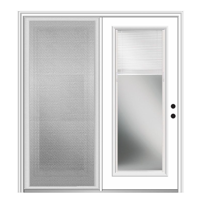 Porte de patio pré-montée lisse à stores intérieurs lisses, H 80 po x l 60 po x P 1,75 po, À gauche / à gauche