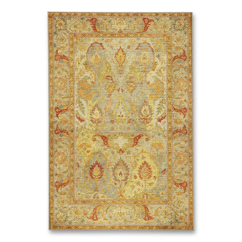 Tapis beige tissé traditionnel Mosso, 4 pi 11 po x 7 pi 7 po