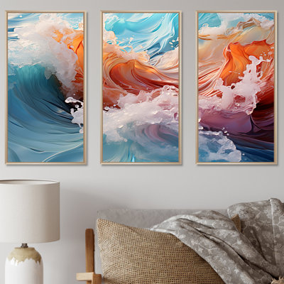 «Beach Waves Fusion I», ensemble d'art sur toile