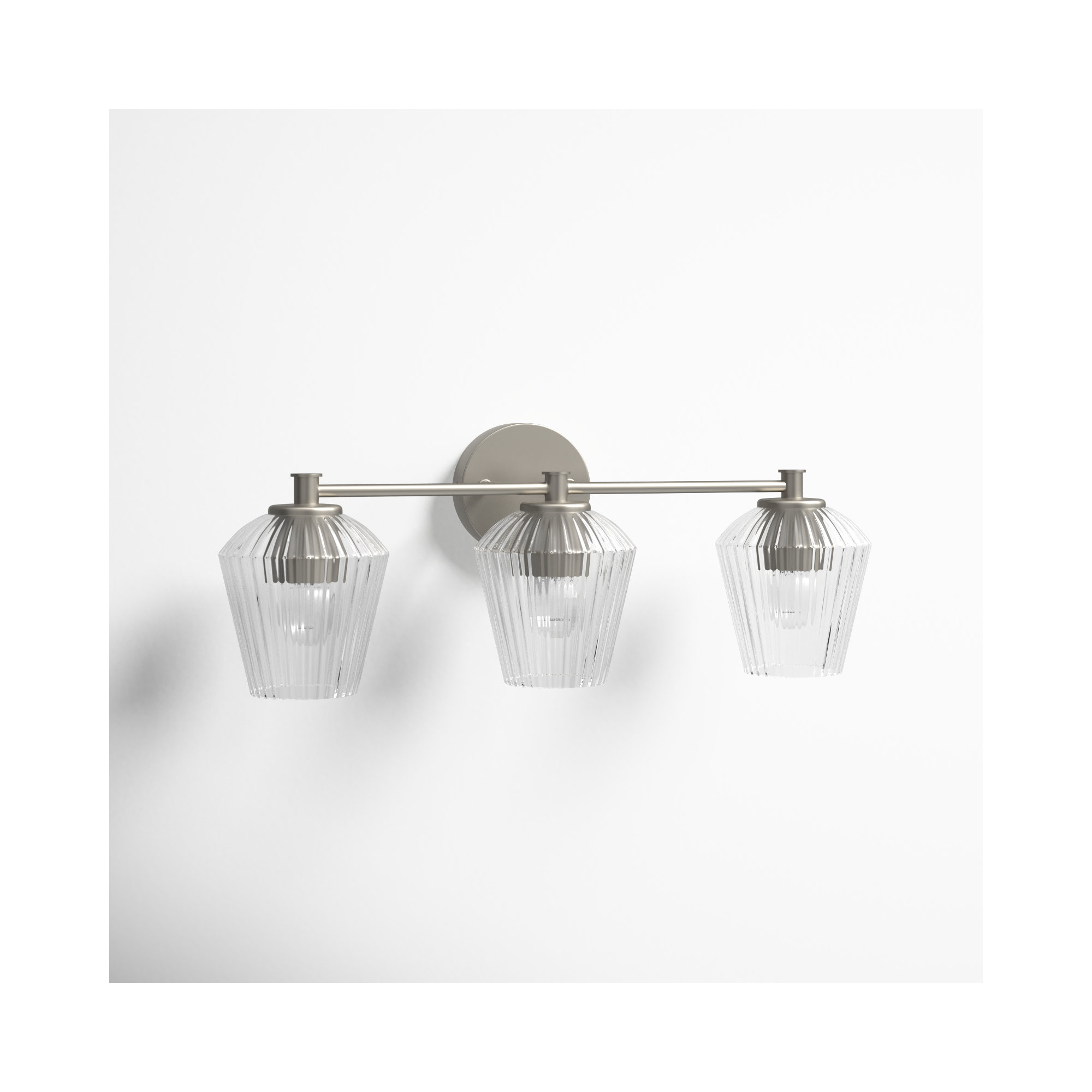 Depner 3 Light Ribbed Dimmable Vanity Light, Brushed Nickel