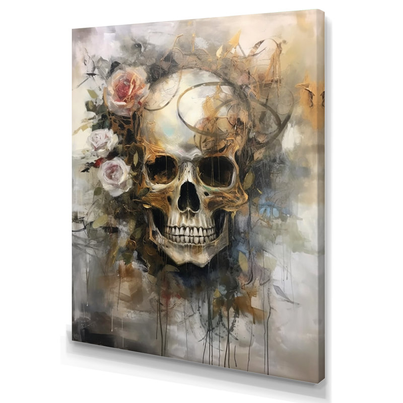 Crâne en fleurs - impression, Toile tendue, H 40 po x l 30 po x P 1,5 po