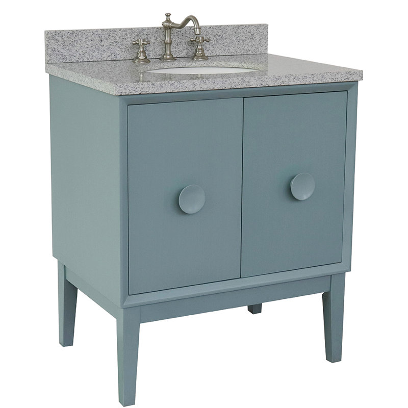 Ensemble de meuble-lavabo simple 31 po Crumley, Bleu turquoise / granit gris