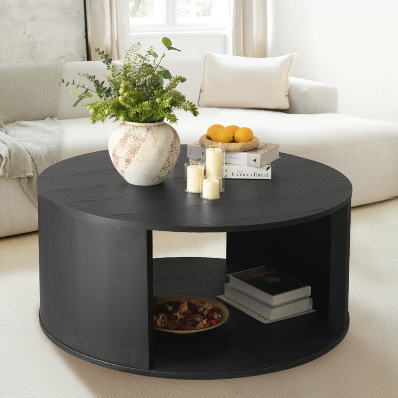 Baxman Round 40" Storage Floor Shelf Cofee Table