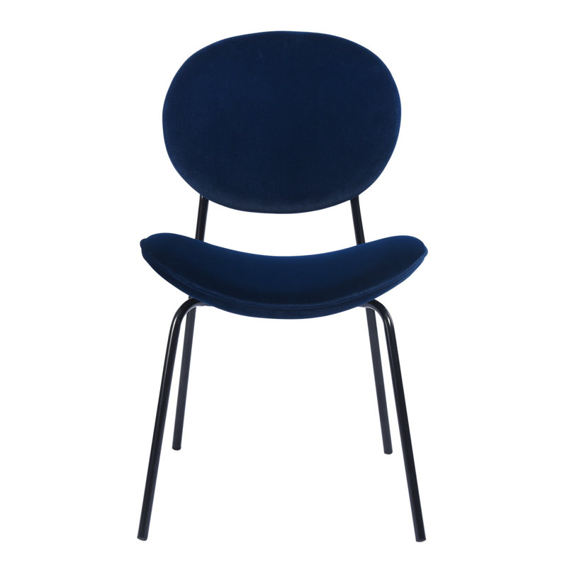 Alaya 137.2cm H Velvet Upholstered Side Chair, Navy Blue