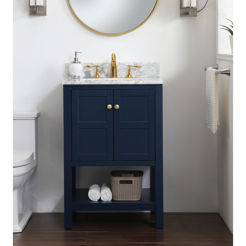  Ensemble de meuble-lavabo de 24 po / Finition de la base: bleu avec plateau blanc Carrera