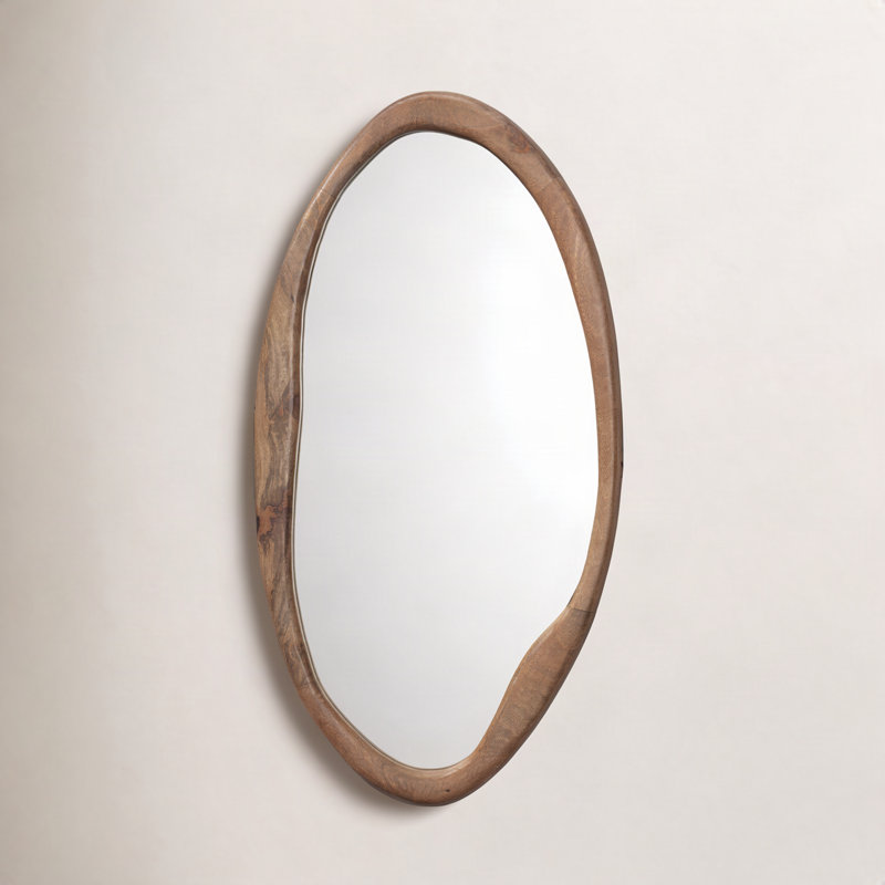 Wood Oval Wall Mirror