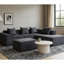 Fauteuil en velours côtelé gris à 5 places, éponge haute densité et conception modulaire, coussins compressés sous vide-750255805