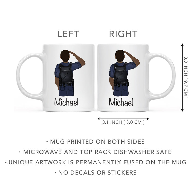 Tasse à café personnalisée, Brun / noir, homme, agent de police 29, Oui