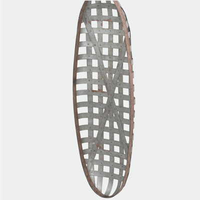 12.5" x 3" x 37.5" Metal Wall Art with Grid Pattern