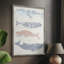 Reproduction encadrée à motif de baleine I - bois massif-590715549