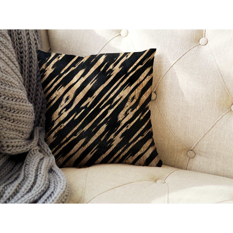 Coussin décoratif intérieur / extérieur Sana, Noir / or, L 19 po x H 19 po