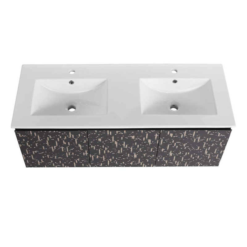 Meuble-lavabo double 47,6 po avec plateau en céramique Shawnette