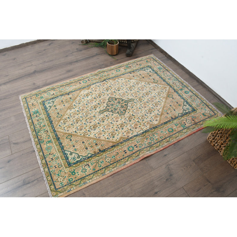 Tapis décoratif en laine beige 42,1 x 58,3 pouces, exquis Home Decor