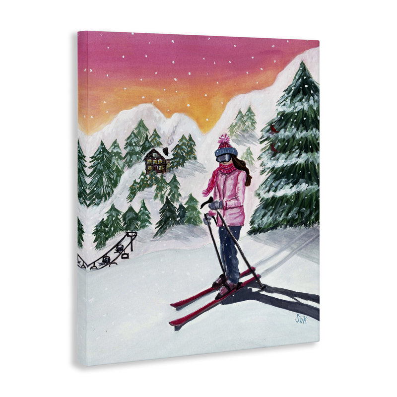 Ski Mountain Winter Slopes Canvas Wall Art, design by Sarah Waldron Kimball, 16" H x 20" W