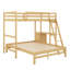Lit simple superposé au dessus d'un lit double avec bureau et 3 tiroirs de rangement, cadre de lit superposé en bois massif pour enfants, adolescents, adultes-118028442