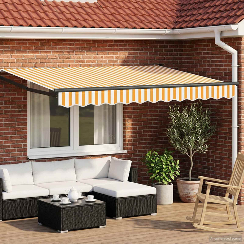 VidaXL Retractable, 300cm W x 200cm D, Yellow/White/Black Striped