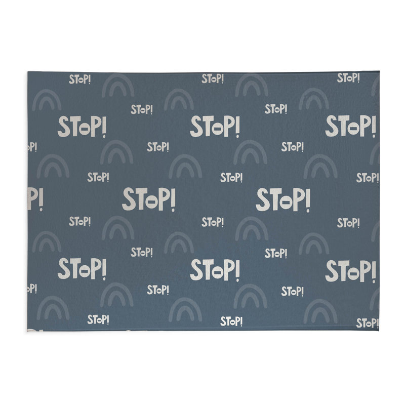 Tapis de jeu pour enfants Stop Slate, Rectangle 5 pi x 7 pi, Bleu / Ivoire
