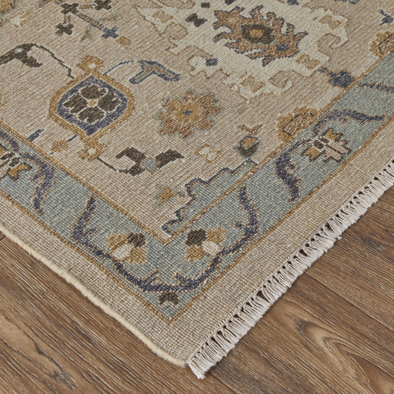 Corbitt Wool Oriental Area Rug in Tan, Rectangle 2' x 3'