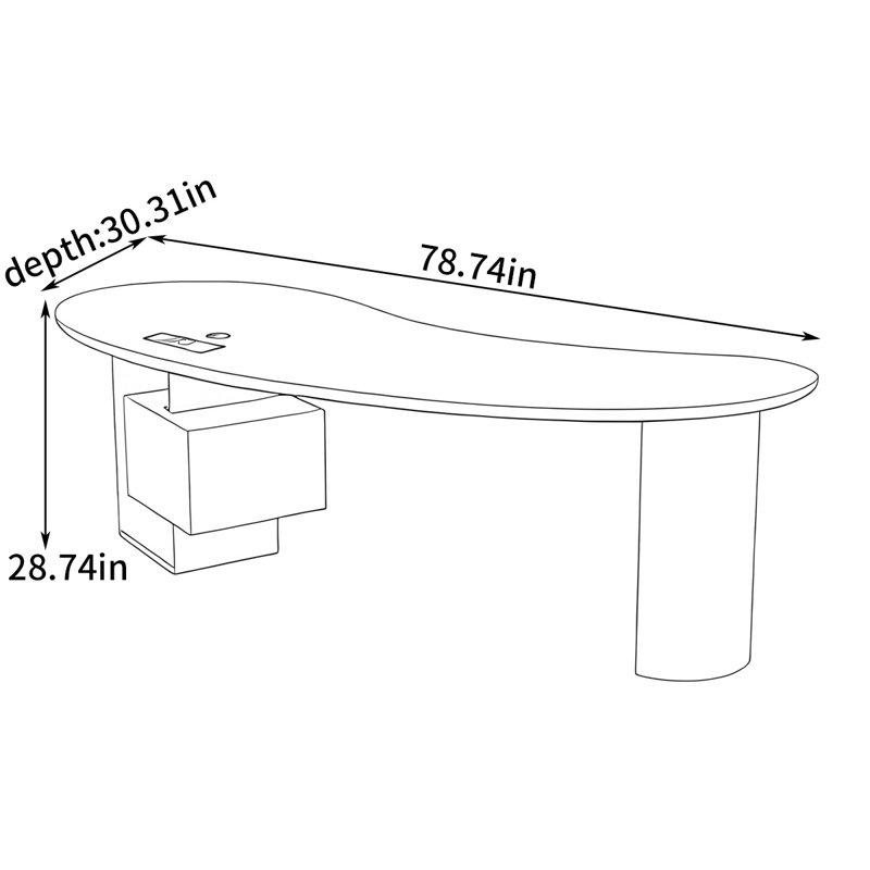 Modern high-end desk, 28.74" H x 55.12" W x 30.31" D