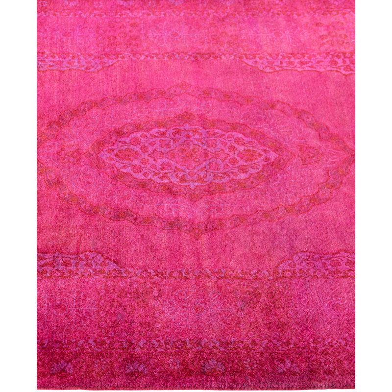 Overdyed Hand-Knotted Wool Modern-Contemporary Pink Area Rug 3' 1" x 5' 3"