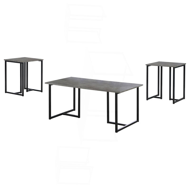 Ensemble de table d'appoint 3 pièces gris et noir patiné