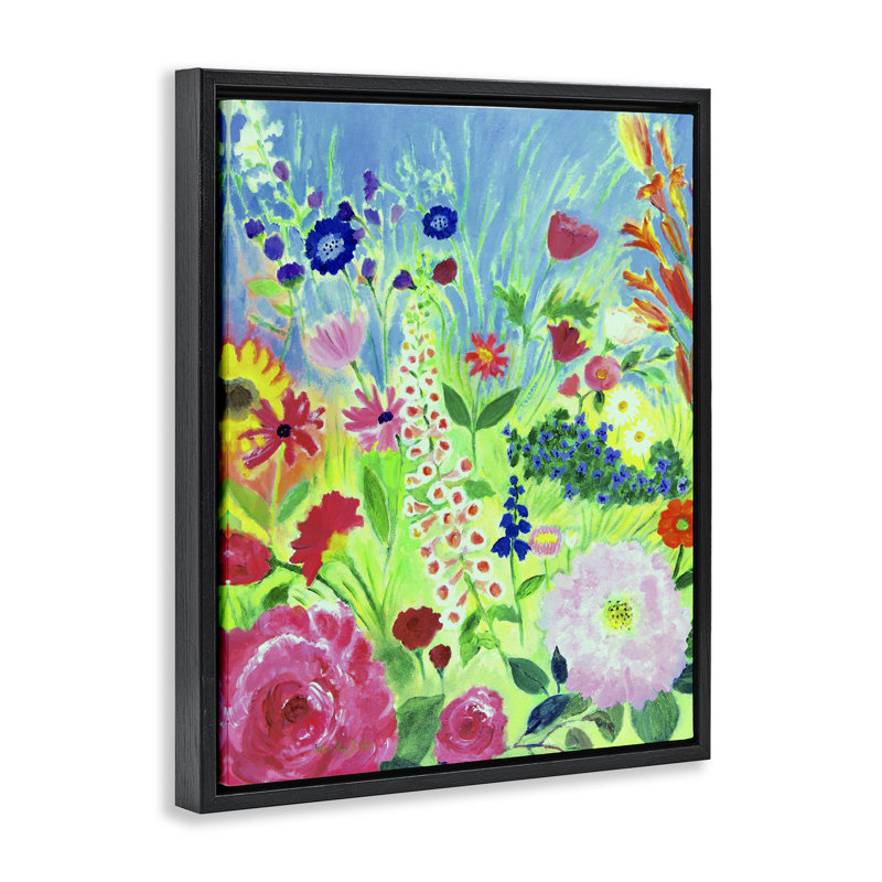 Cadre flottant Vibrant Summer Botanicals, design par Lee Ann Zirbes, H 21 po x l 17 po, Cadre flottant noir de jais