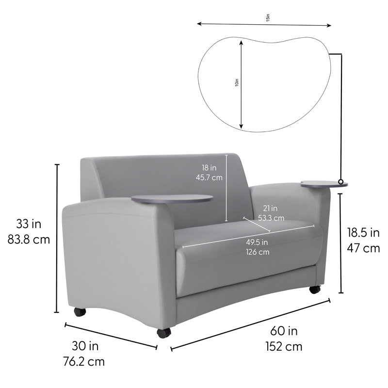Canapé rembourré avec tablette Pro Series, Gris / grain d'érable