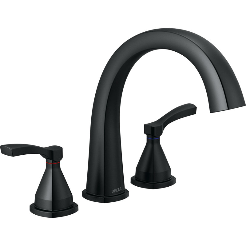 Stryke Double Handle Deck Mounted Roman Tub Faucet Trim, Matte Black, Lever Handle, Without Handheld