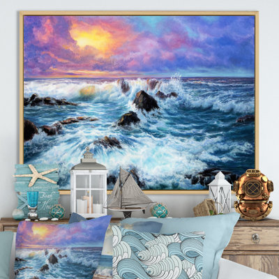 Wild Blue Ocean Waves XV - reproduction d'art sur toile nautique et côtière