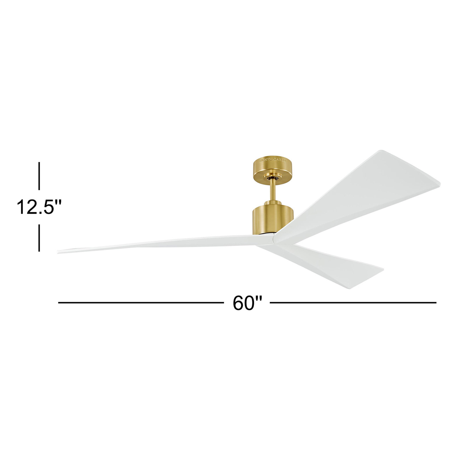 Mirage 60'' 3 Blade Ceiling Fan, Burnished Brass/Matte White, 60"