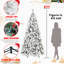 Arbre enneigé 7,5 pi avec 1252 pointes, branches enneigées et dures, conception à charnières pour un assemblage rapide, présentoirs en métal stables, structure enneigée, fiable et saisonnier