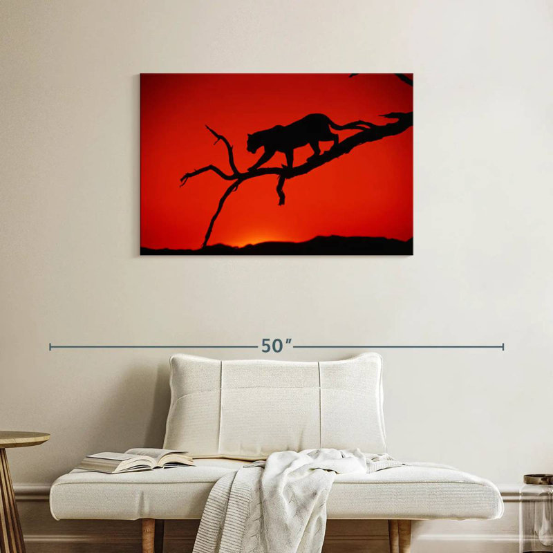 Brampt Red Silhouette Leopard, 24" H x 36" W