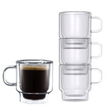 JavaFly Glass Mugs Modern Minimalist Espresso Shot Glasses (Set of 8)