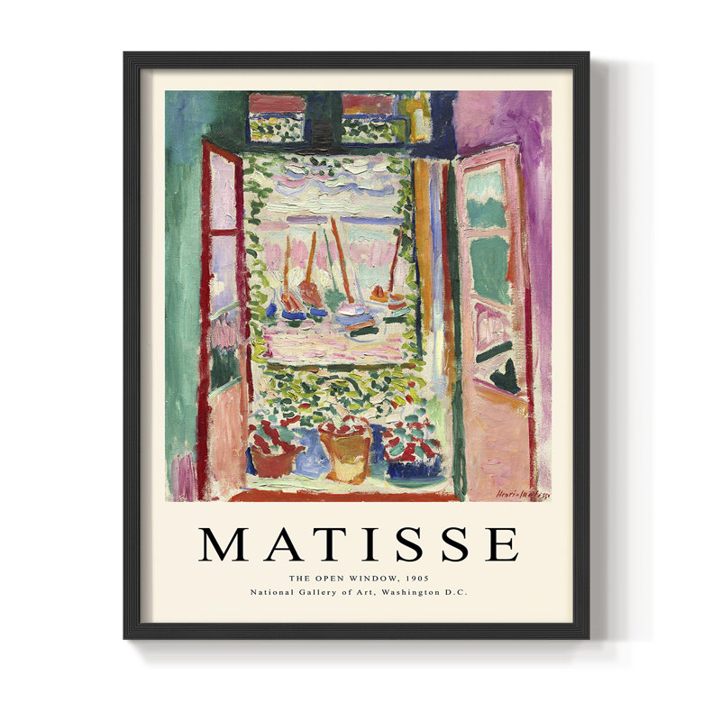 Matisse CXCVII, reproduction encadrée - bois massif, Noir, H 28 po x l 22 po