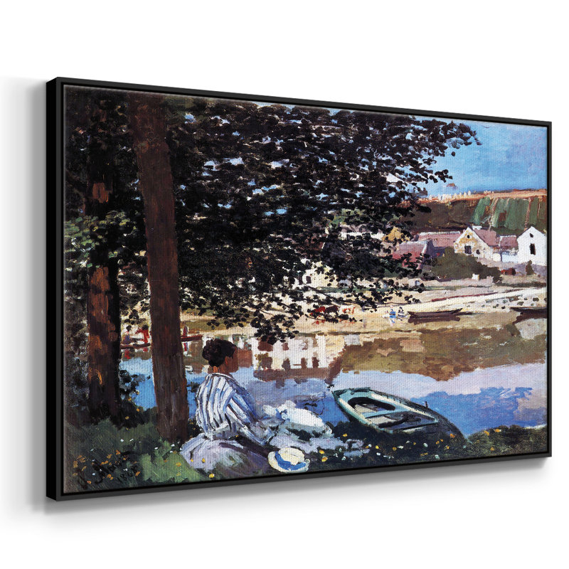 «The River Has Burst Its Banks» par Claude Monet - reproduction sur toile flottante, Noir, noir, noir, noir