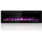 60 inches Electric Fireplace Recessed and Wall Mounted, Fireplace Heater and Linear Fireplace, with Timer, Remote Control, Adjustable Flame Colour, 750w/1500w, Black