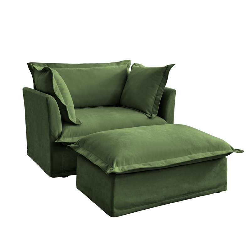 Canapé-lit simple à assise profonde et confortable avec repose-pieds