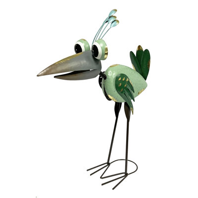 Statue de jardin d'extérieur en métal bleu et vert Toucan