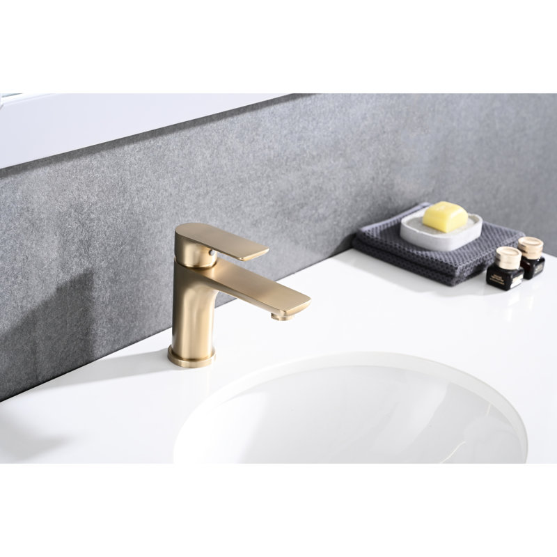 Mélangeur de lavabo de salle de bain mural en or brossé - Design moderne, laiton, valve en céramique, poignée simple, finition de robinet de lavabo chaude et froide disponible, montage solide, caractéristique
