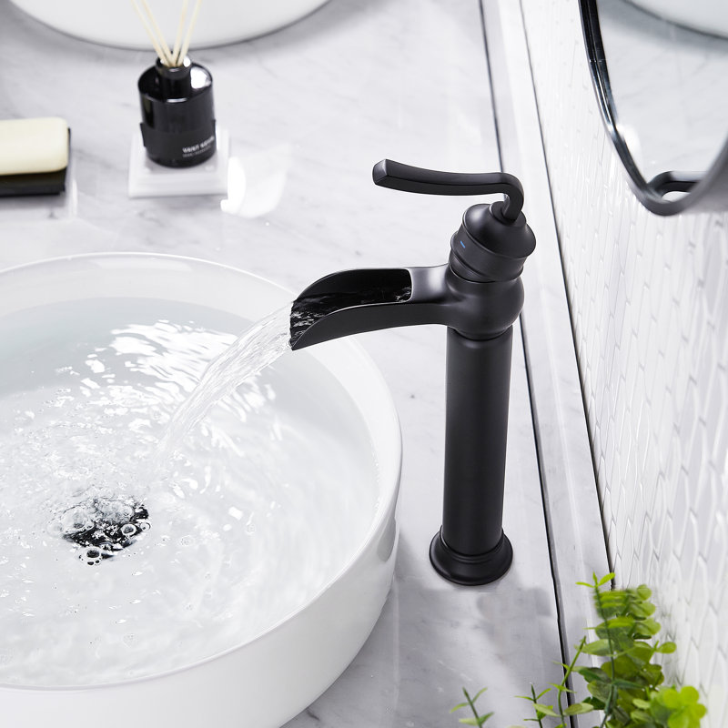 Waterfall Tap with Waste, Black