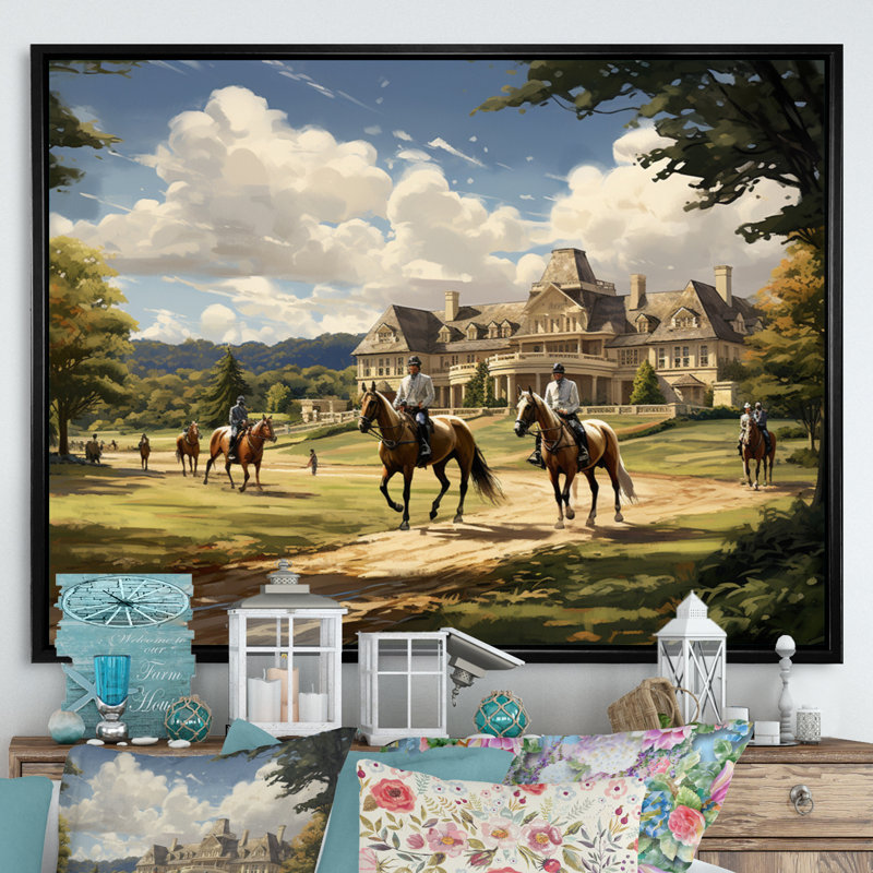 Art mural sur toile Country Club, H 24 po x l 32 po x P 1 po, Cadre flottant noir