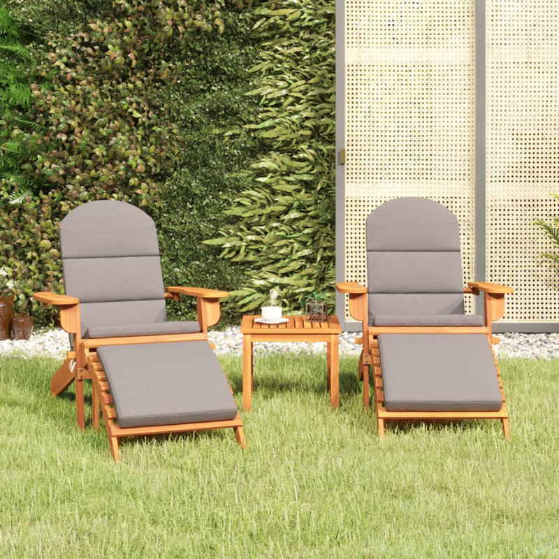 Piercey Acacia Foldable Outdoor Adirondack Set, Brown/Grey