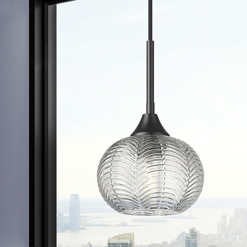 Luminaire suspendu à cordon 1 lumière 7 po Geramy, Noir mat