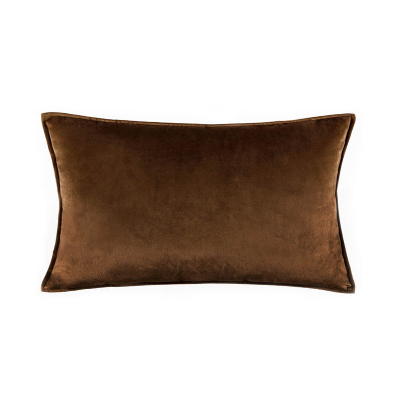  Housse et insert de coussin carré en velours, Brun, H 14 po x l 20 po x P 4 po, polyester